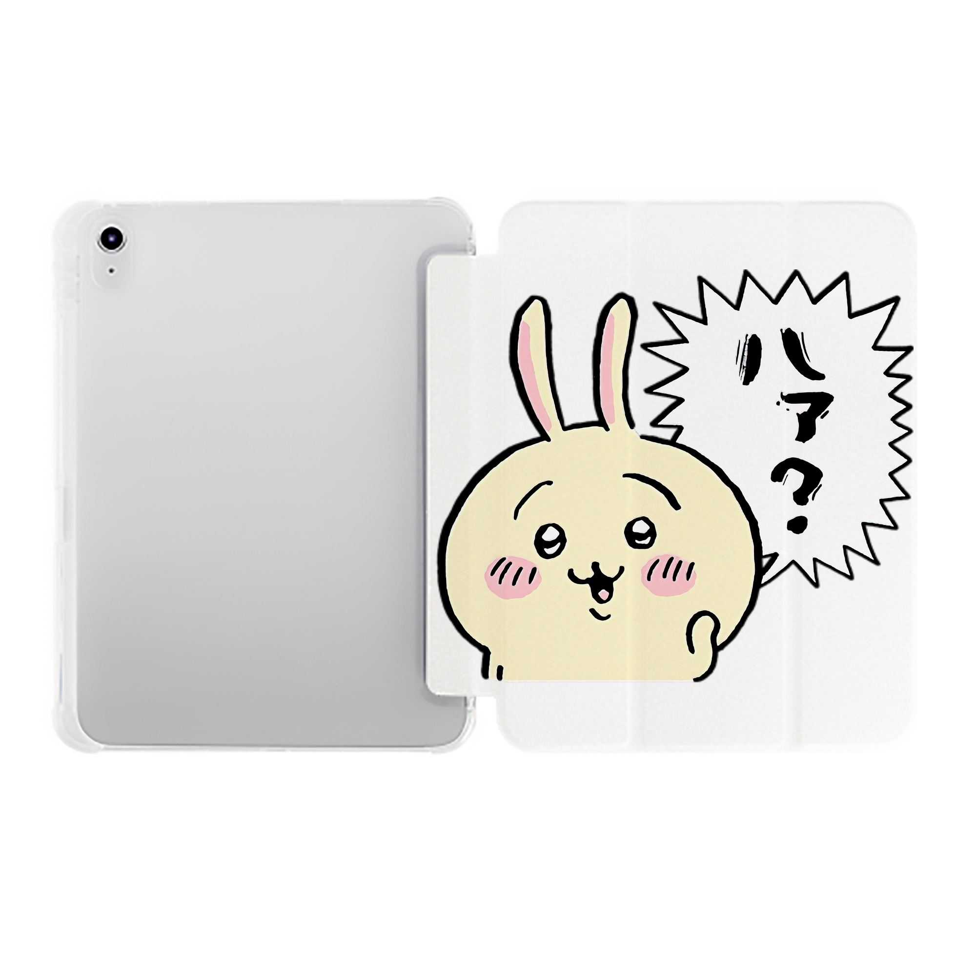 （画像用） ちいかわ うさぎ Chii-kawa usagi IPad ケース ペン収納付き 三つ折りスタンド PUレザー×シリコン 対応機種9.5/10.5/10.9インチ